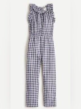 J Crew - Girls Ruffle Trim Gingham Jumpsuit - Size 5